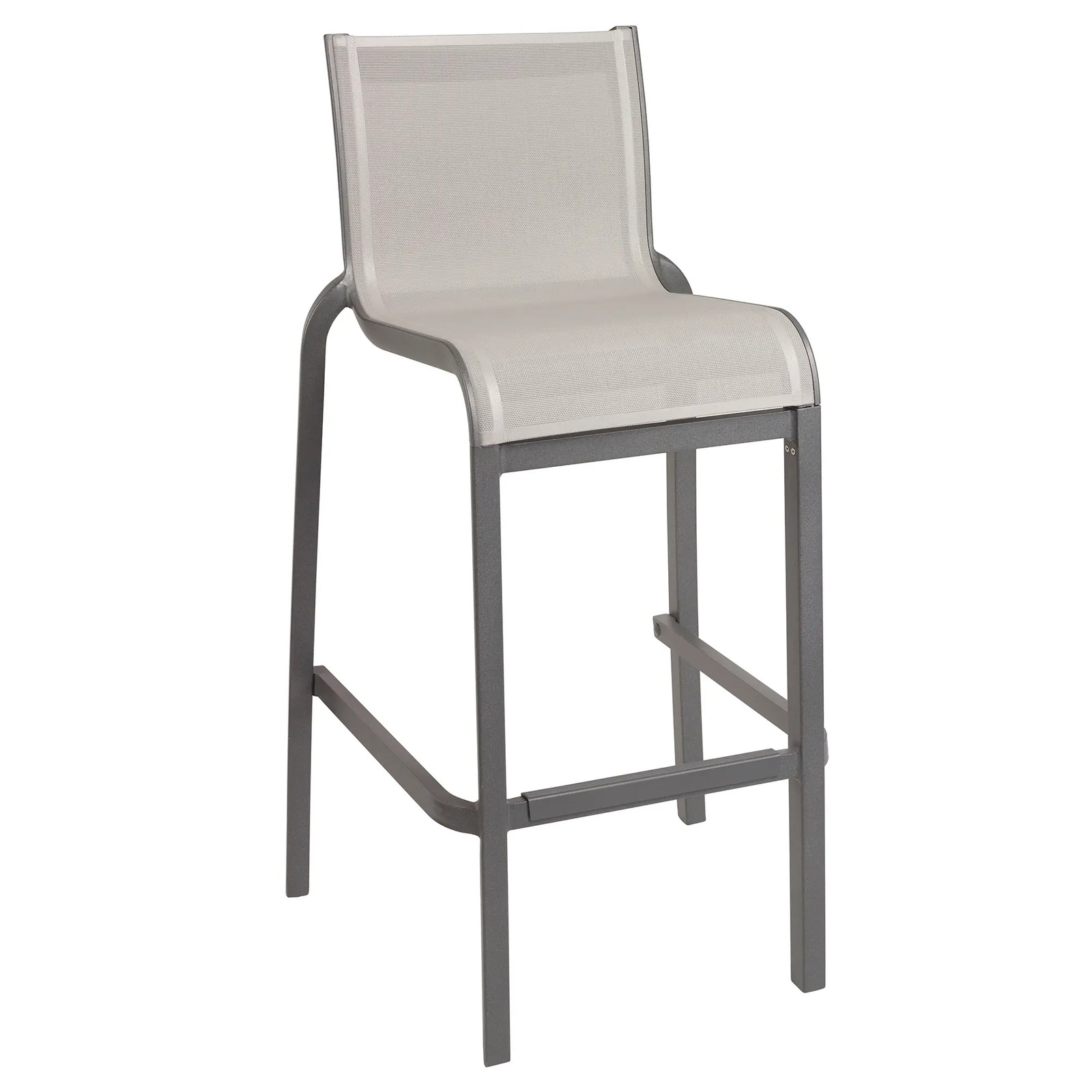 Grosfillex US300288 Sunset Armless Gray Outdoor Stacking Barstool – 8 Per Set