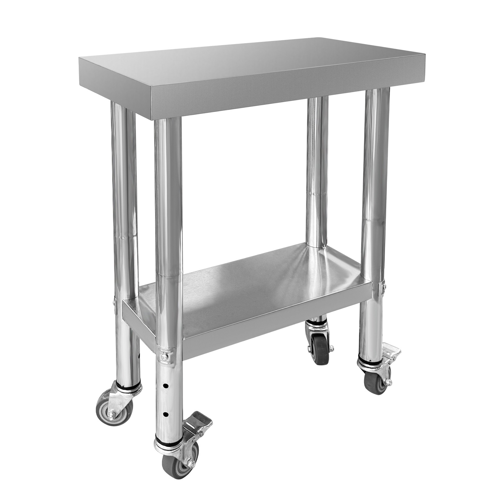 New Table with 4 Casters Stainless Steel Work Table 24 x 12 x 32 Inch