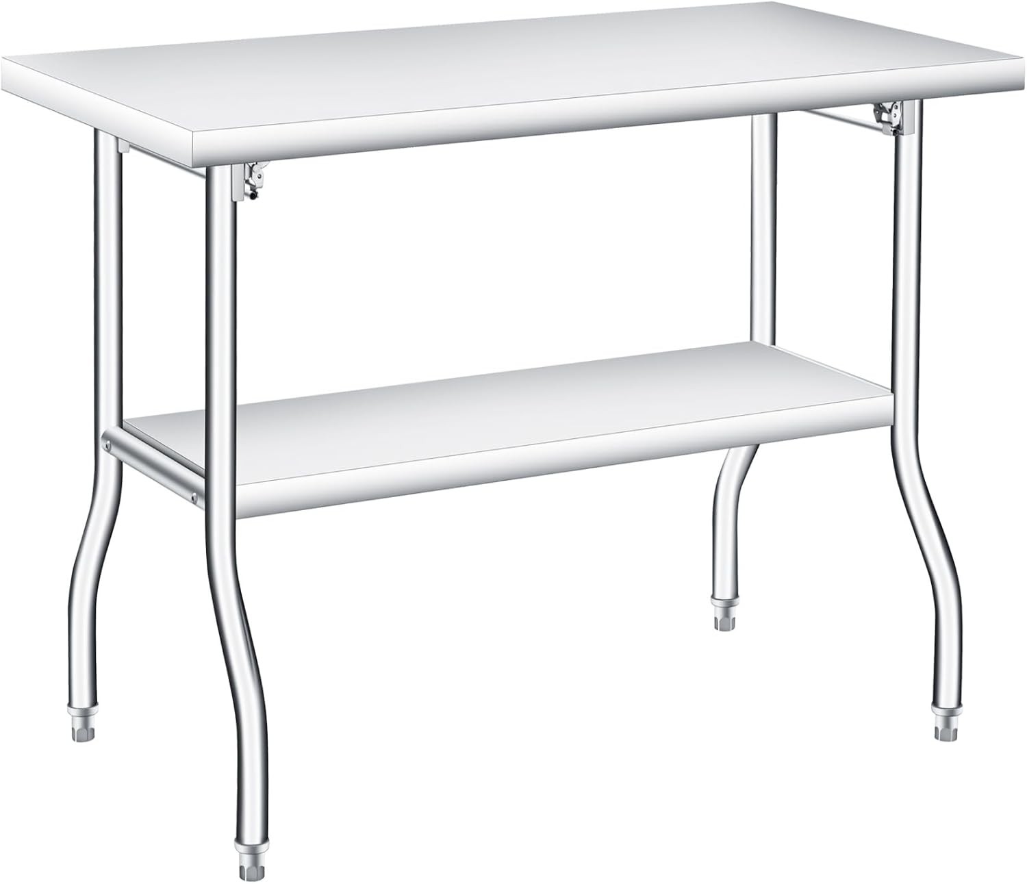 Folding Stainless Steel Table, Portable Workbench with Undershelf for Kitchen