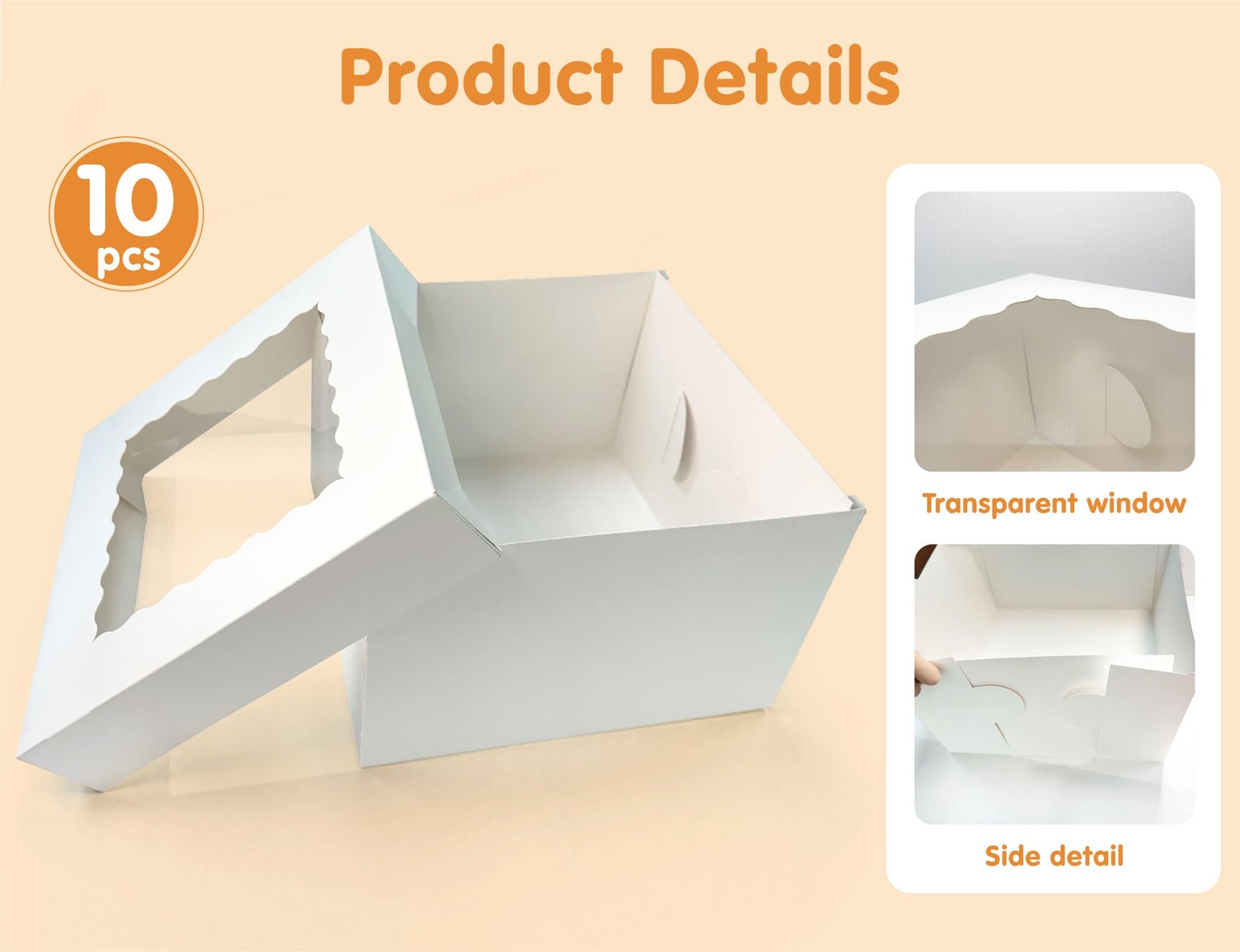 GoldenBakeryFamily 10 Pcs Cake Boxes,12x12x8 Inches White （12 Inch 10 Pack）