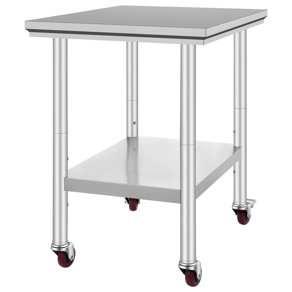 Uimoso Rolling Stainless Steel Work Table 30″x24″ Cart + Casters Undershelf