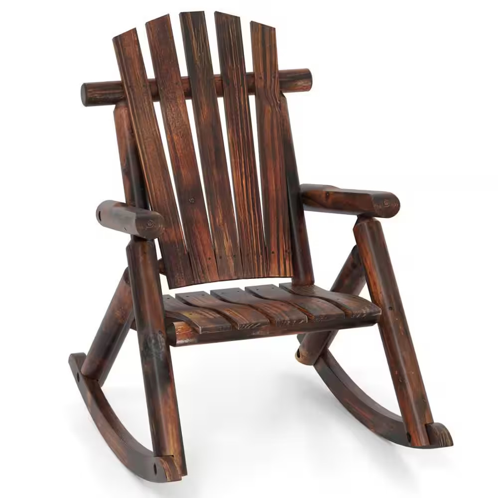Solid Wood Outdoor Rocking Chair for Adults Adirondack Porch Rocker Patio Chair