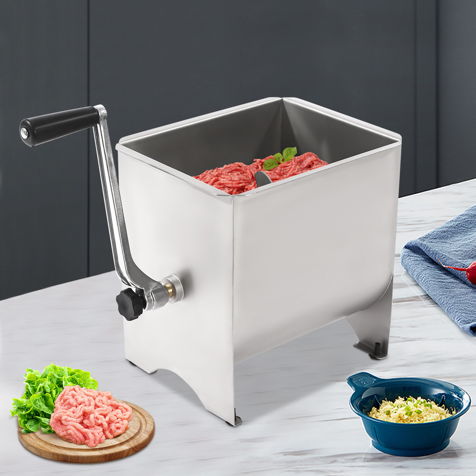 9kg/20lbs Manual Meat Mixer Meat Mixing Machine Free Standing Stainless Steel