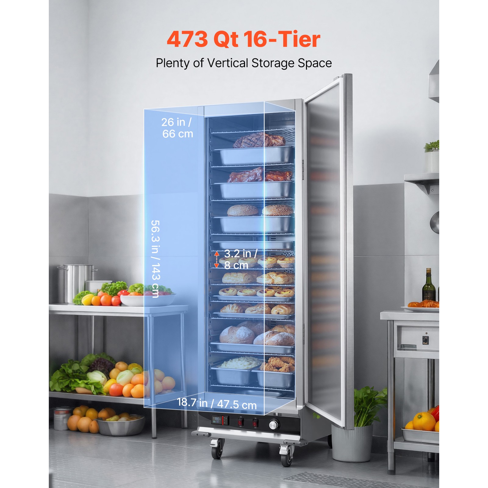 Uimoso Hot Box Food Warmer Electric Food Warmer Cabinet with 16 Tiers