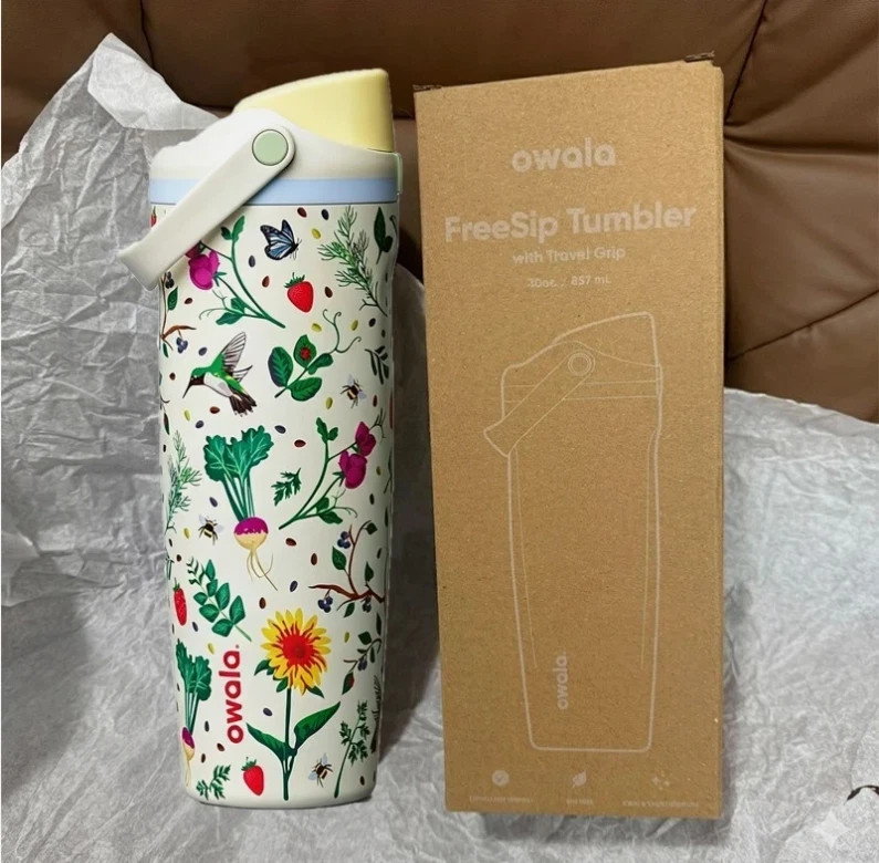 NEW Owala FreeSip «Mother Nature» 30oz Water Bottle Tumbler w/ Travel Grip Gift
