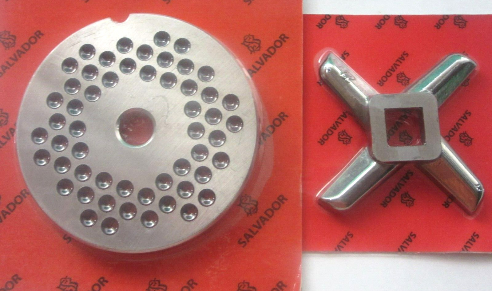 *COMBO* #22 x 1/4″ (6 mm) holes Meat Grinder Plate & HEAVY DUTY KNIFE *ITALY*