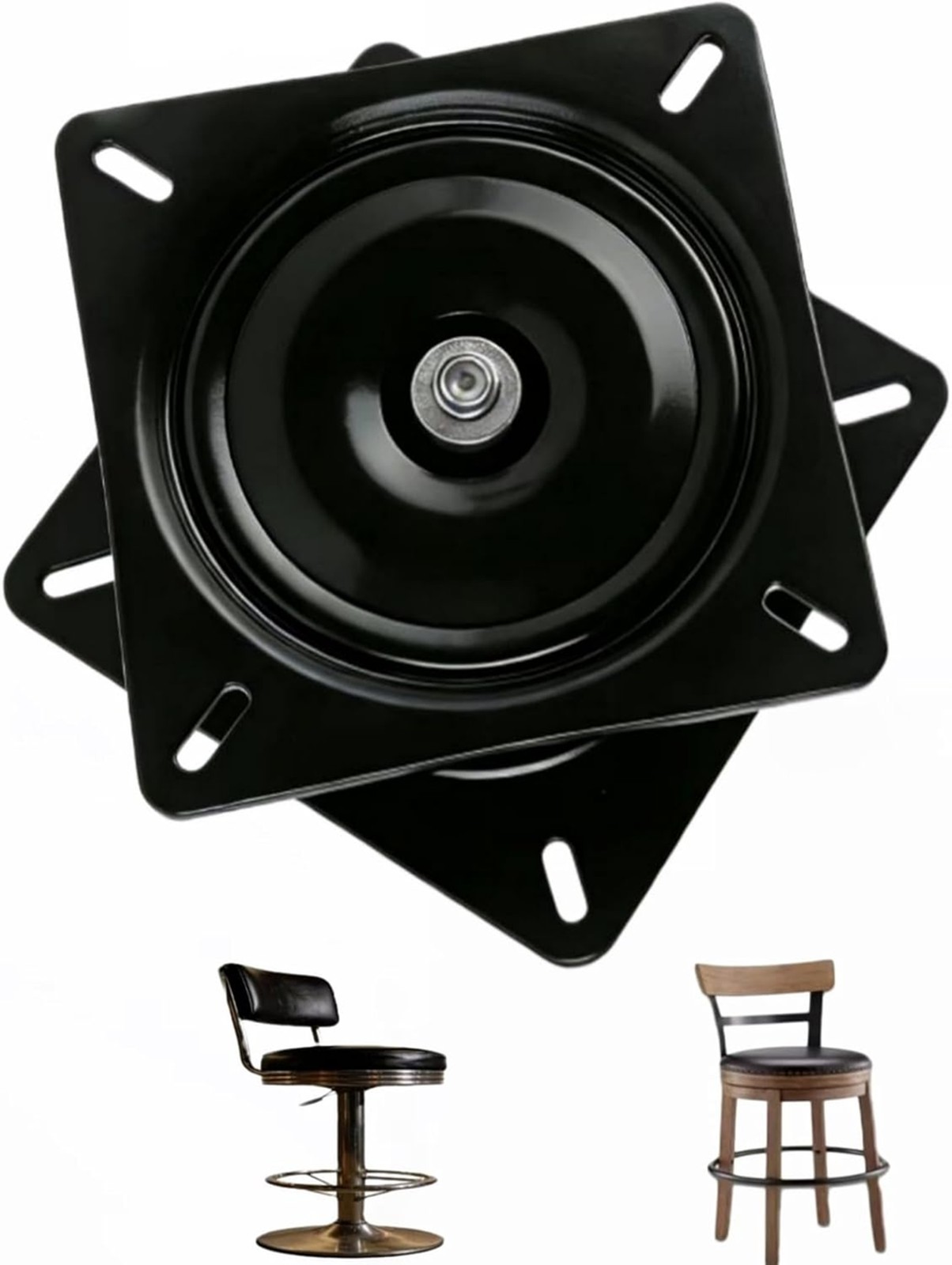 7inch Heavy Duty Bar Stool Rotating Base, 360 Degree Square Black Steel Plate