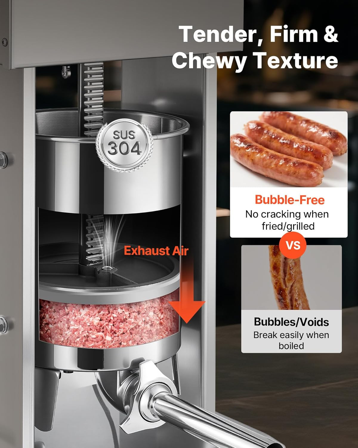 Electric Sausage Stuffer, 33 LBS / 15 L Vertical Meat Stuffer, Stepless Speed Co