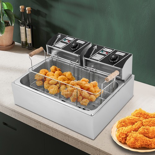 3400w Commercial Electric Deep Fryer 6l+6l Dual Tank Commercial W/ Fry Basket US