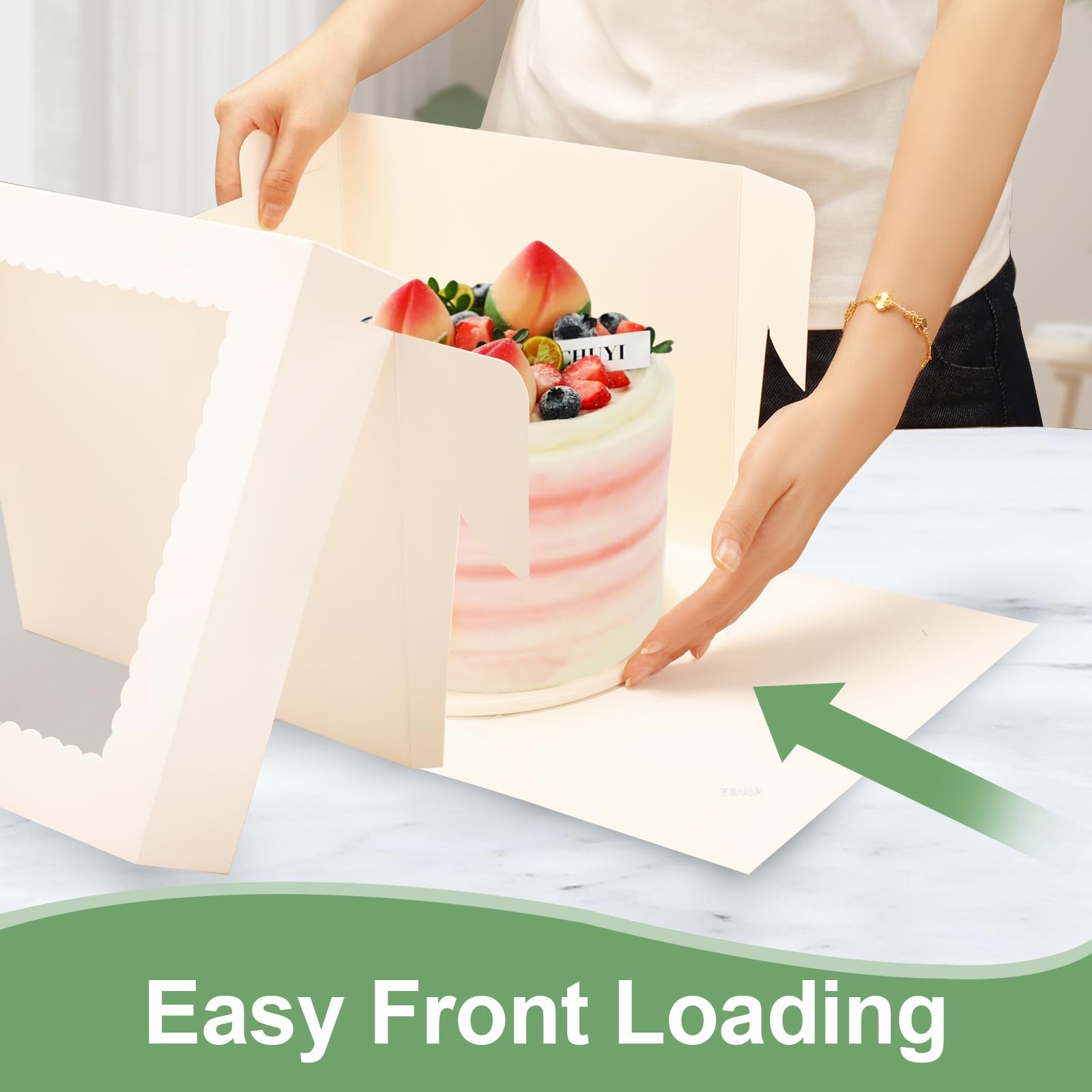 LNDIEHS 2 Pack Cake Boxes, 12x12x8 Inches Tall Box inches, White
