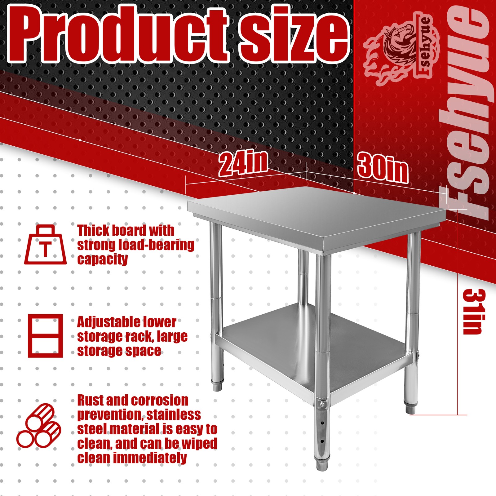 Commercial Worktable & Workstation 24 x 30 x 32 Inch Work Table Stainless Steel