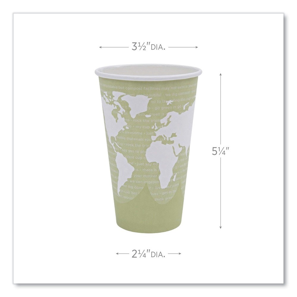 Eco-Products EPBHC16WAPK 16 oz. World Art Paper Hot Cups – Moss (50/Pack) New
