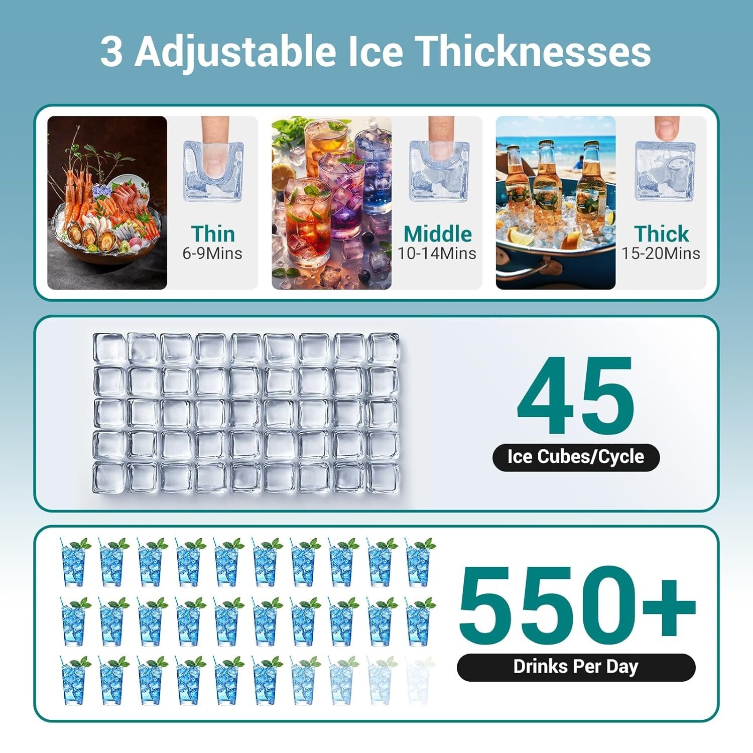 Commercial Ice Maker Machine, 120LBS/24H Under Counter Ice Maker with 35LBS Ice
