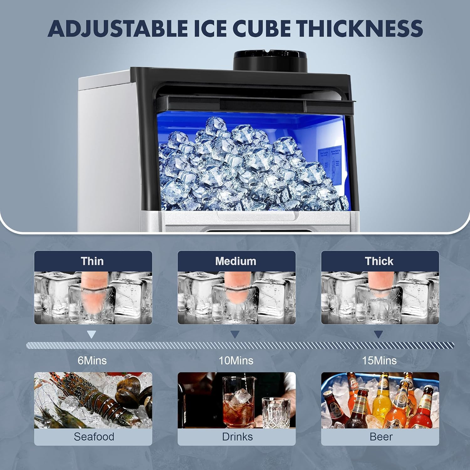 100LBS/24H Commercial Ice Maker Machine for Home Bar Restaurant