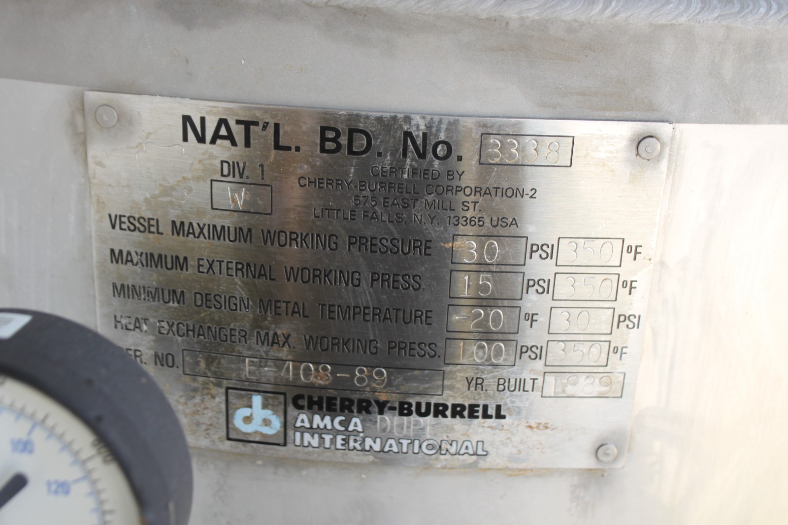 Cherry Burrell Stainless Steel Pressure Tank on Wheels AS-IS