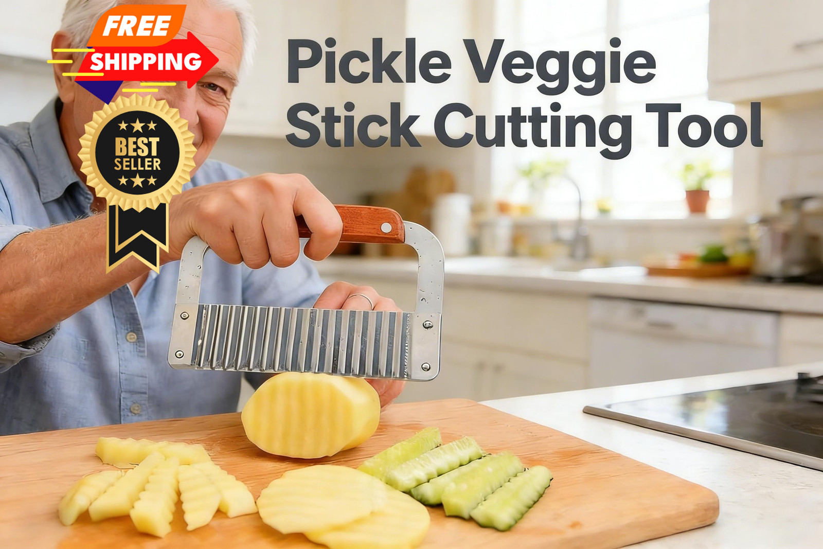 French Fry Slicer with Stainless Steel Blade and normal, silver red