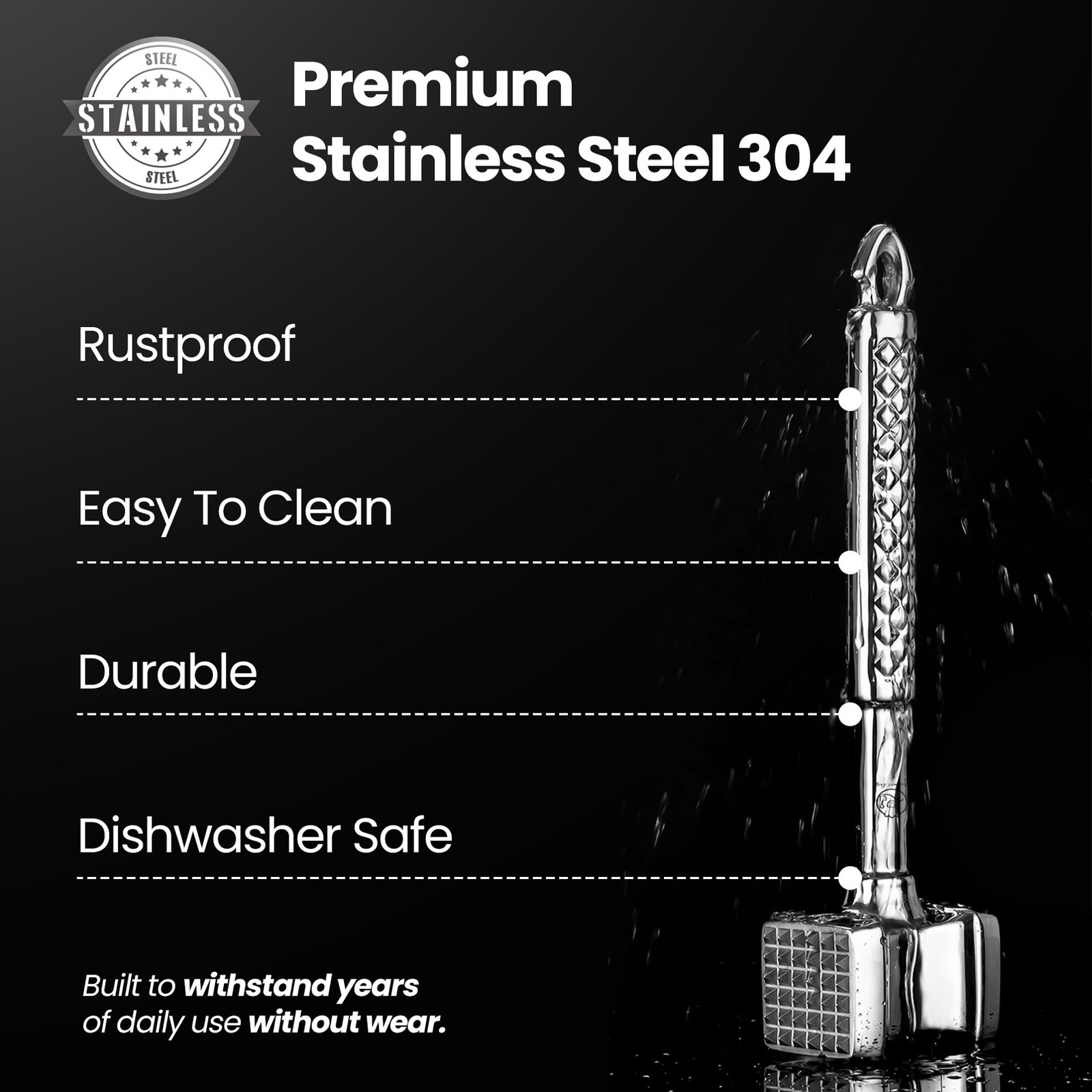 Stainless Steel Meat Tenderizer Tool, Premium 11*3*2 inches, Original Edition