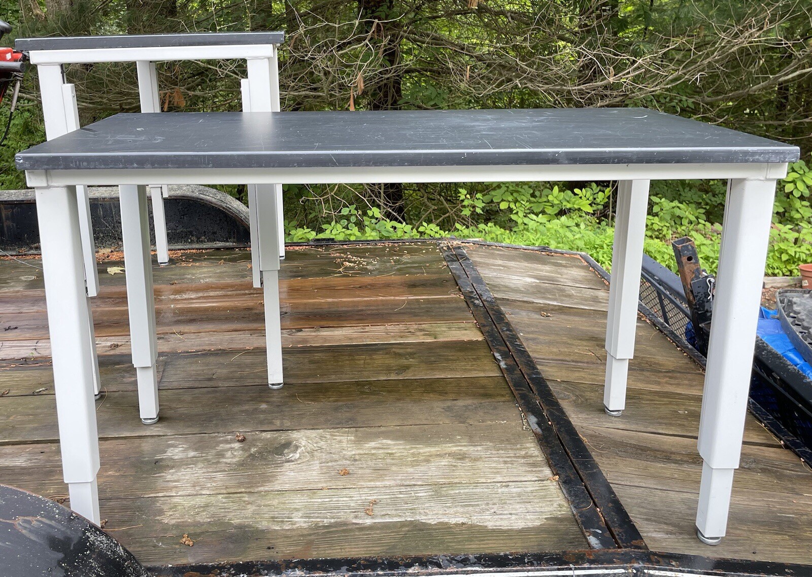 Lab Table 24″W x 48″D Black Top Light Gray Metal Adjustable Height Legs