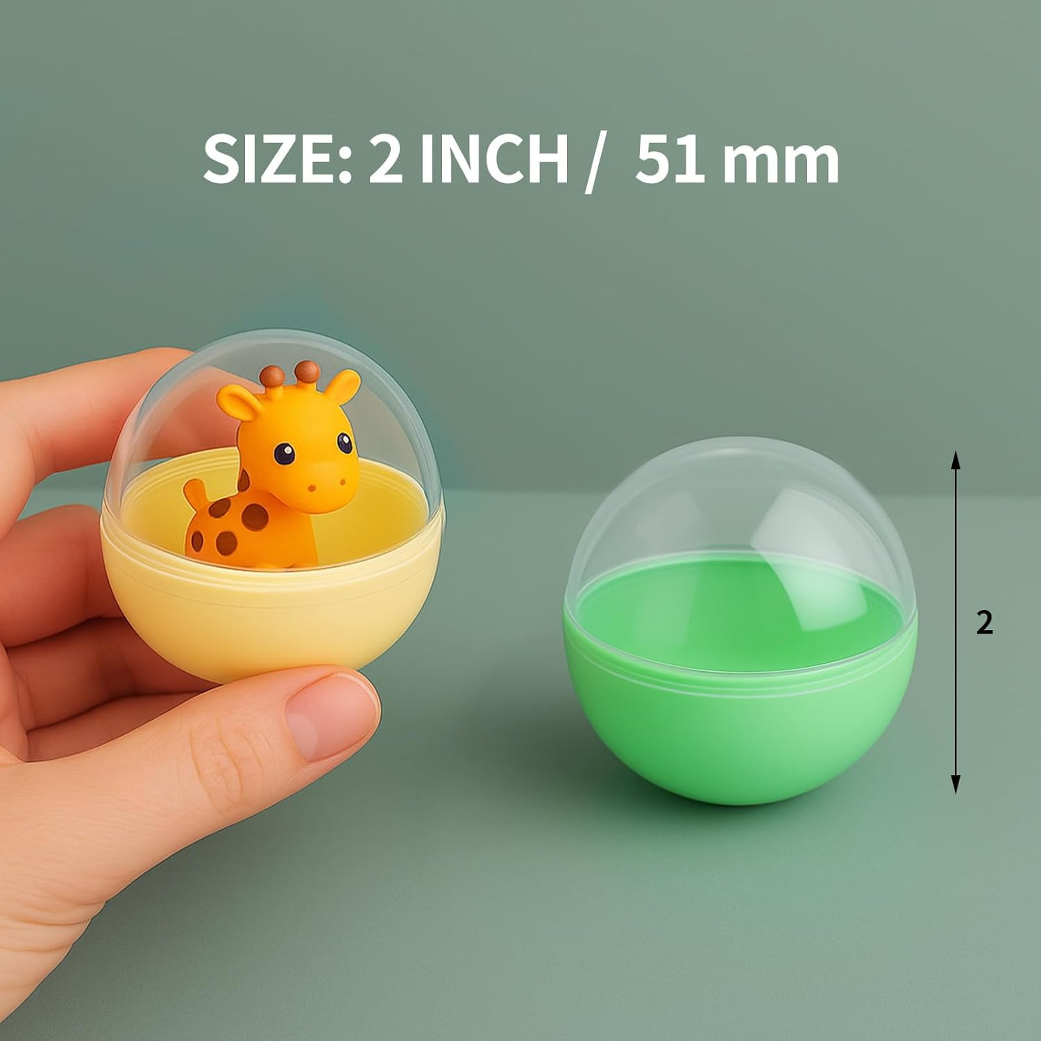 50Pcs 2 Inch Colored Vending Machine Capsules, Gumball Machine Capsules, Plastic