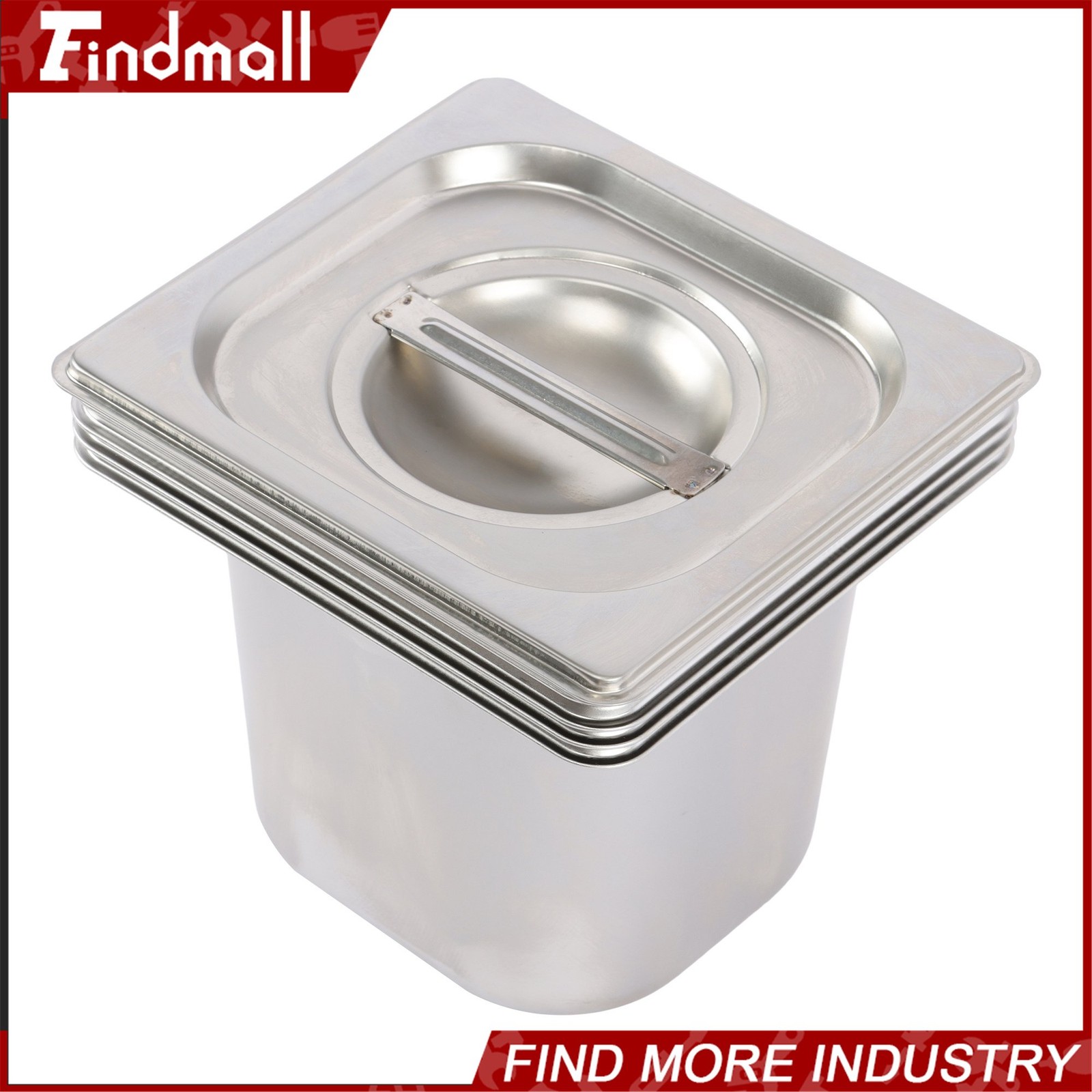 Findmall 4 Pack 6″ Deep Steam Table Pan Hotel Pans Food Prep Stainless Steel