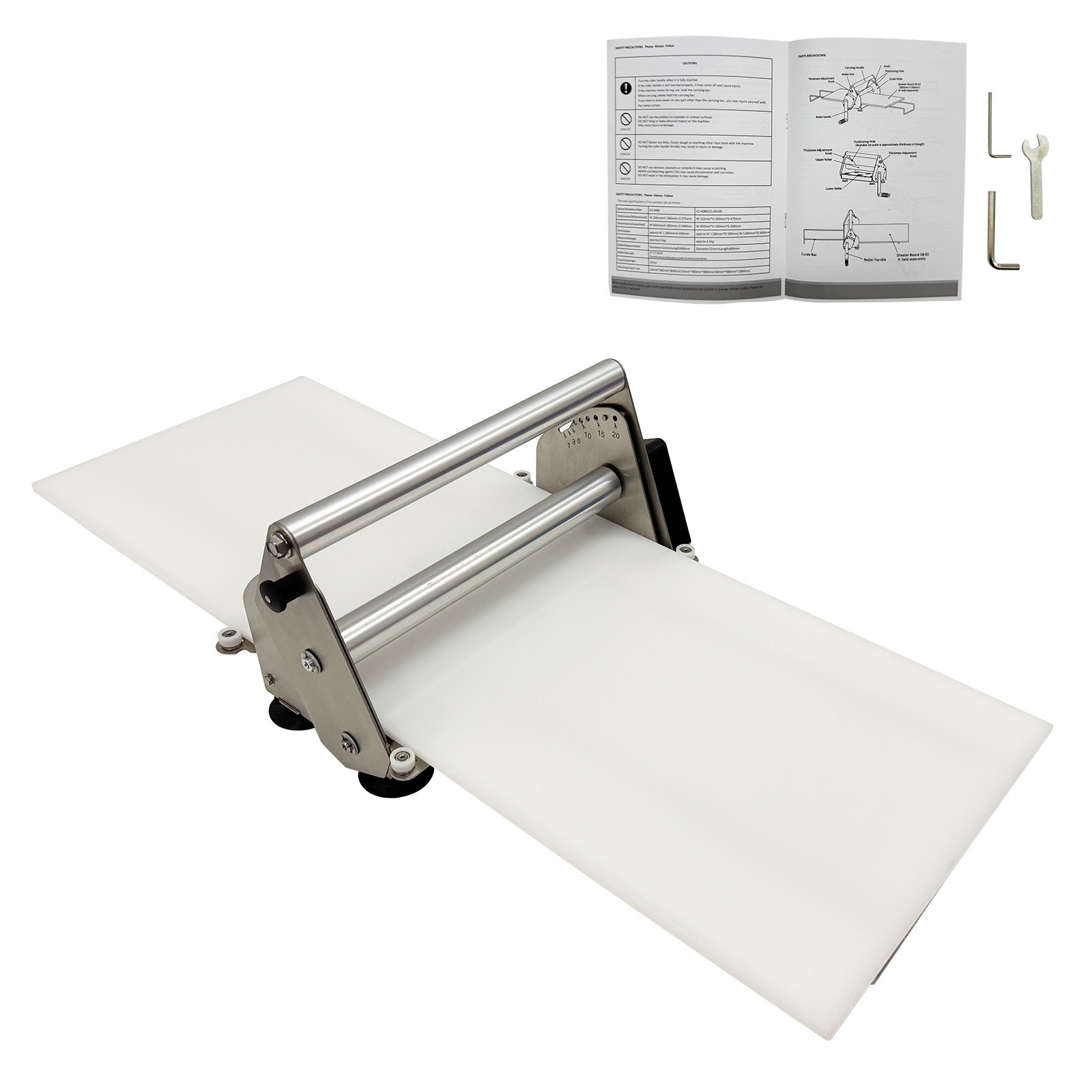 Manual Stainless Steel Adjustable Pastry Machine Dough Sheeter for Croissants