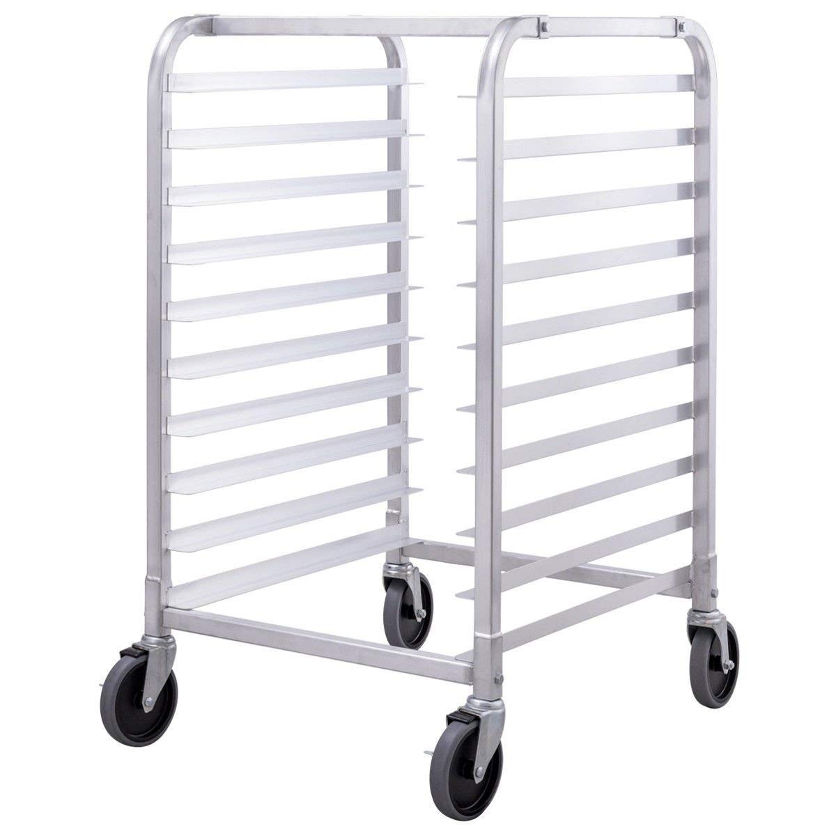 10 Tier Aluminum Bakery Rack, Commercial Kitchen Bun Pan Sheet Pan Rack, Mobi…