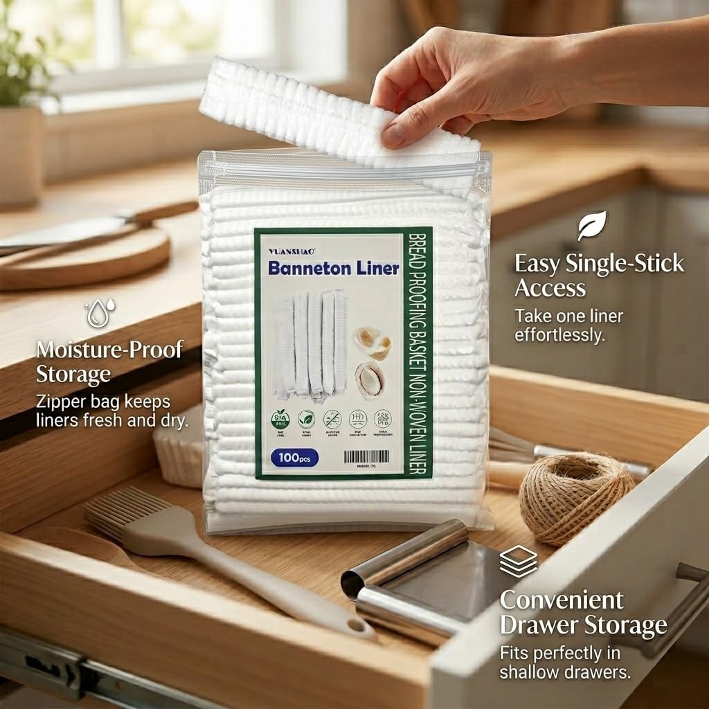 50 Pcs White Banneton Bread Proofing Basket Non Woven Liners