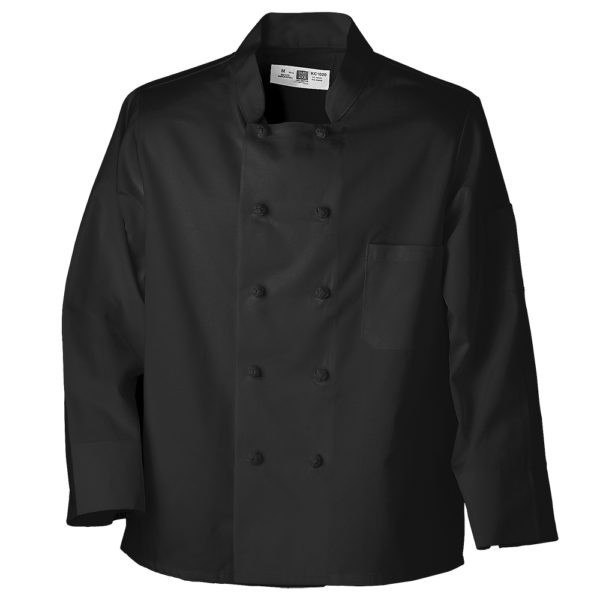 Chef Coats Black / White Breast Pocket Food Industry Kitchen Work Uniform