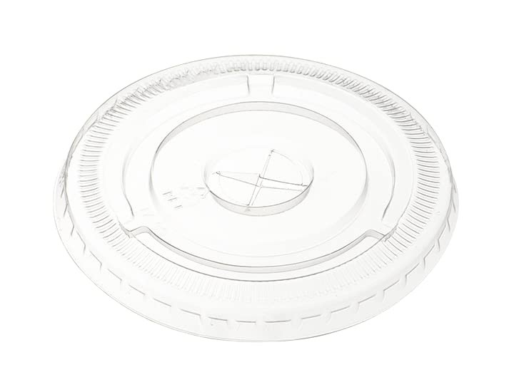 100 Count Clear Pet Plastic Flat Lids With Straw Slot For 12 16 20 & 24 Oz. Mi