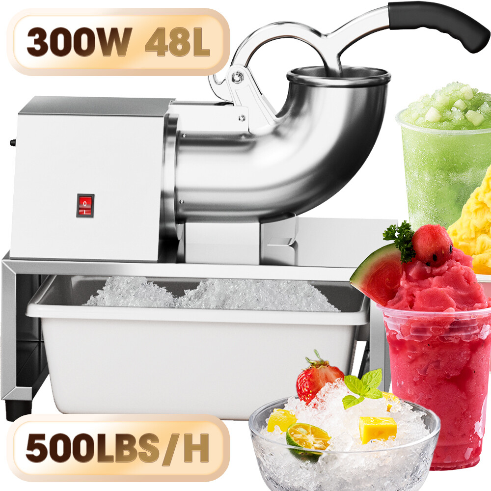 Commercial Ice Shaver 500LBS/H Electric Ice Crusher Snow Cone Machine 300W 48L