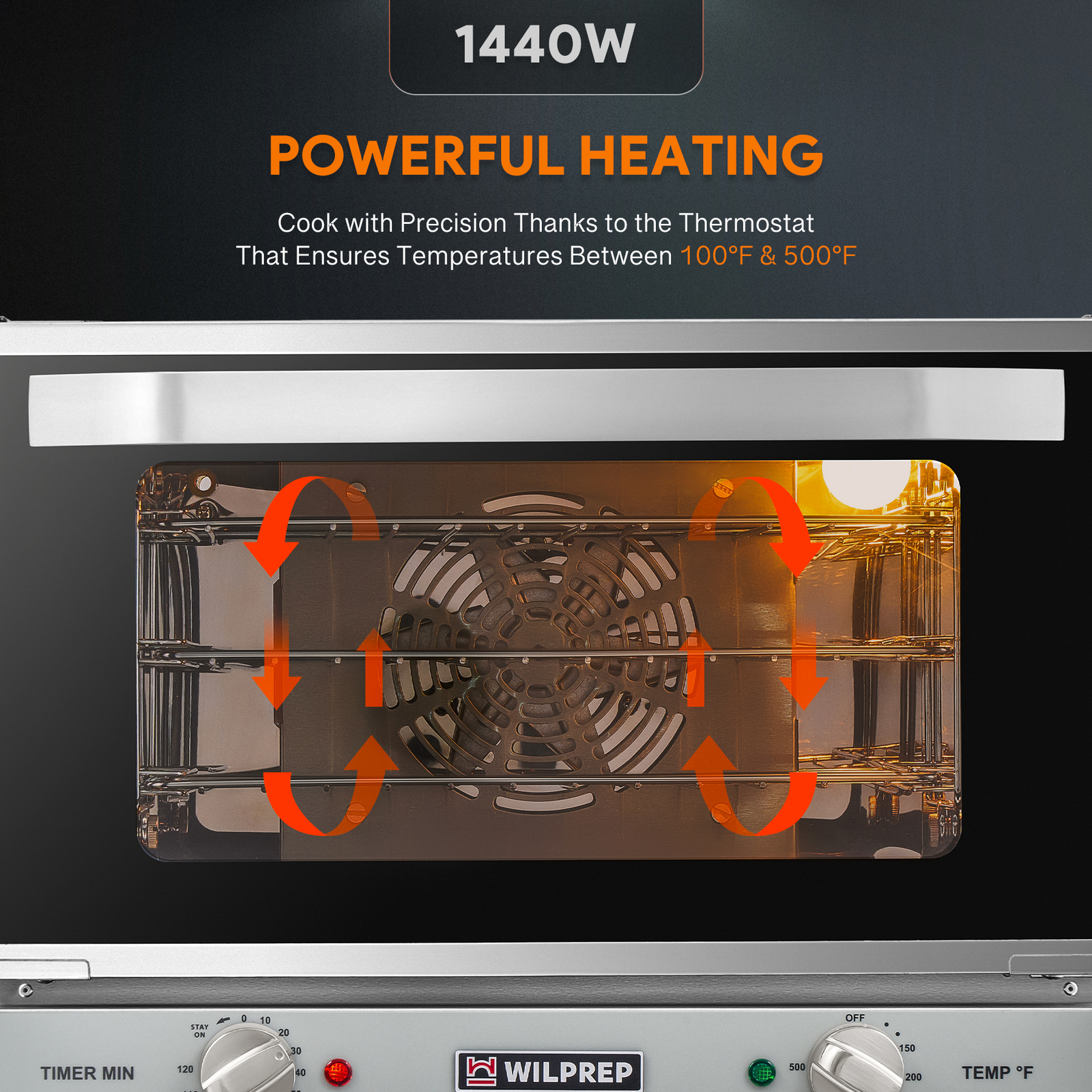 26L Countertop Convection Oven Commercial Toaster Baker 3 Layer 1440W ETL Cert.