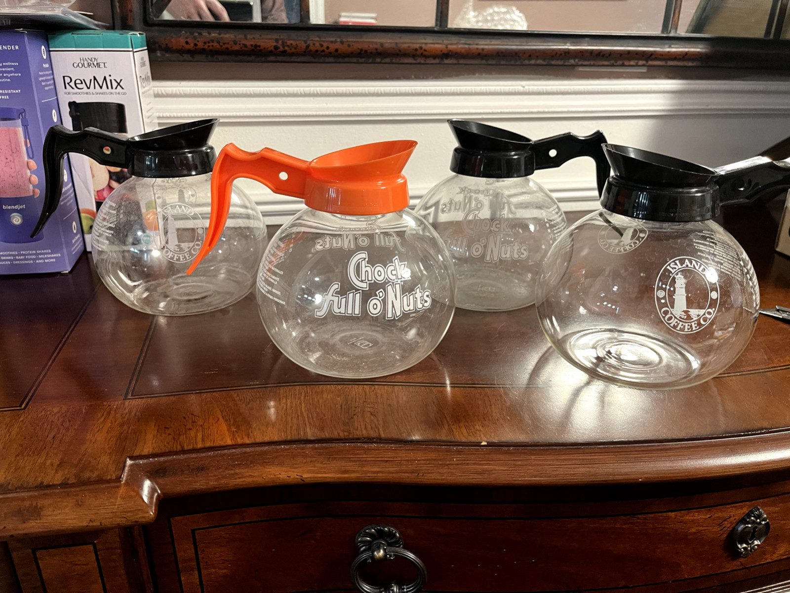 4 Glass Coffee Pots/Decanter – 64 oz. Commercial – Black & Orange 3 REG 1 DECAF
