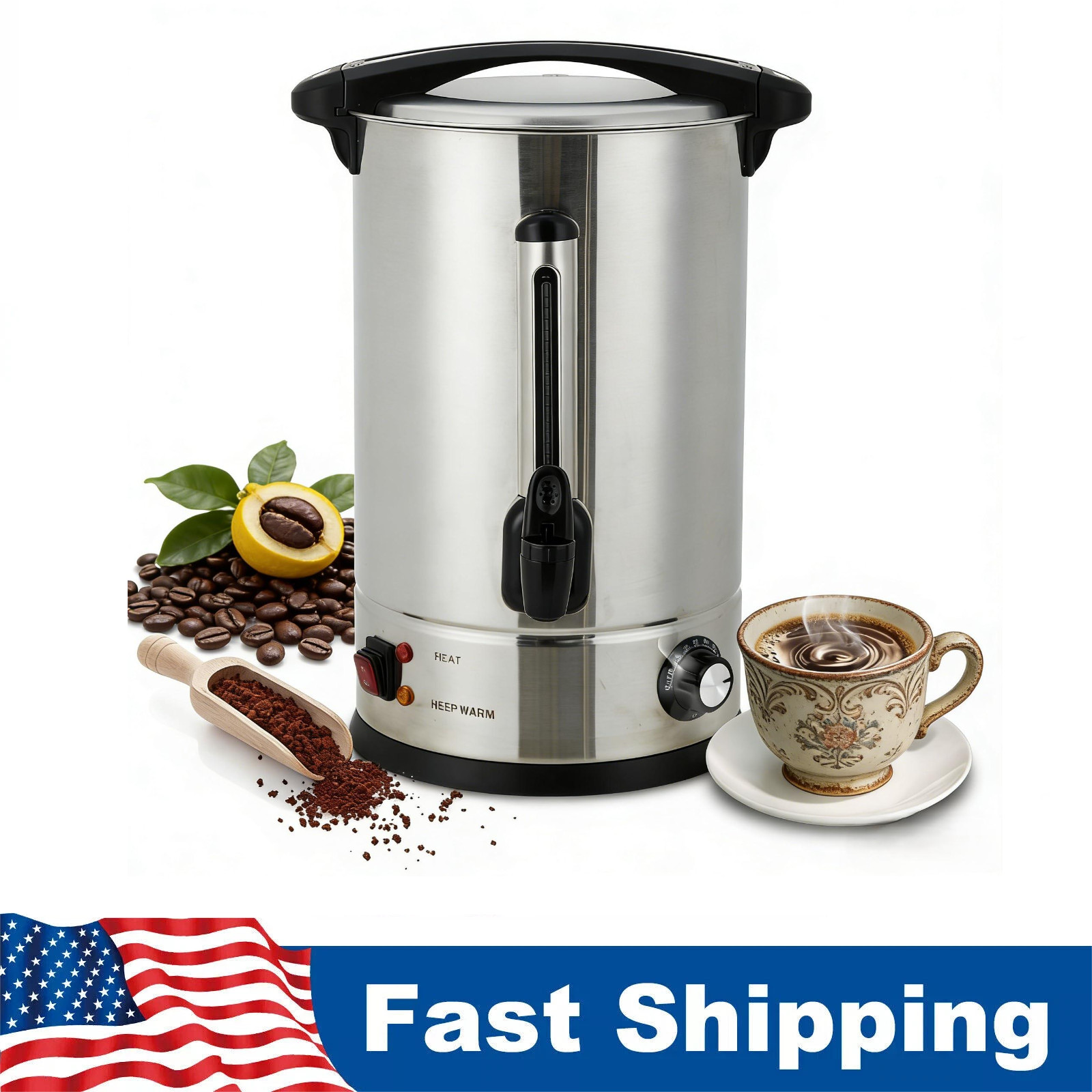 14 L/100 Cups Coffee Urn, Commerical Coffee Maker Large Percolator Pot Dispenser