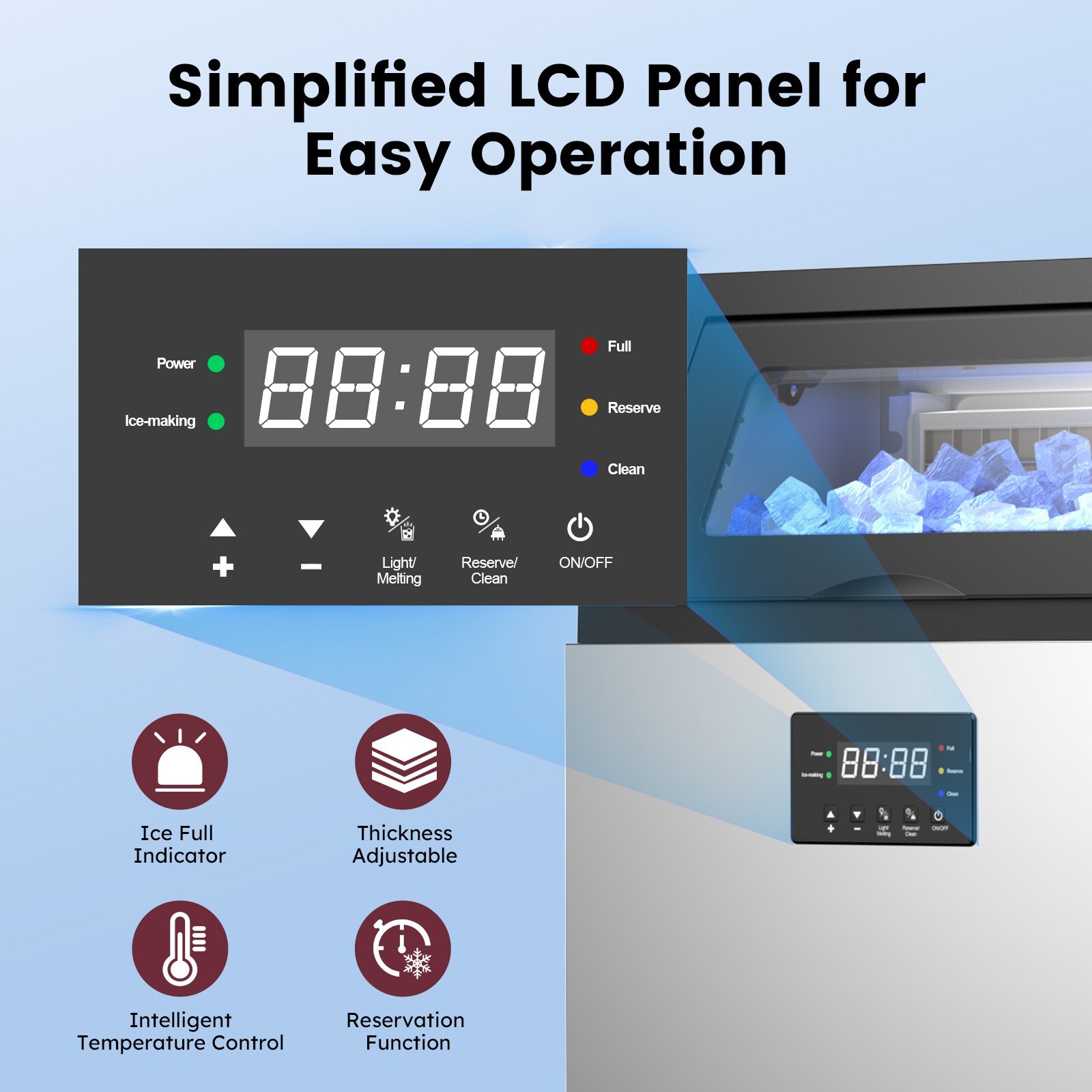 150LB/24h Built-In Commercial Ice Maker Stainless Ice Cube Machine Freestanding