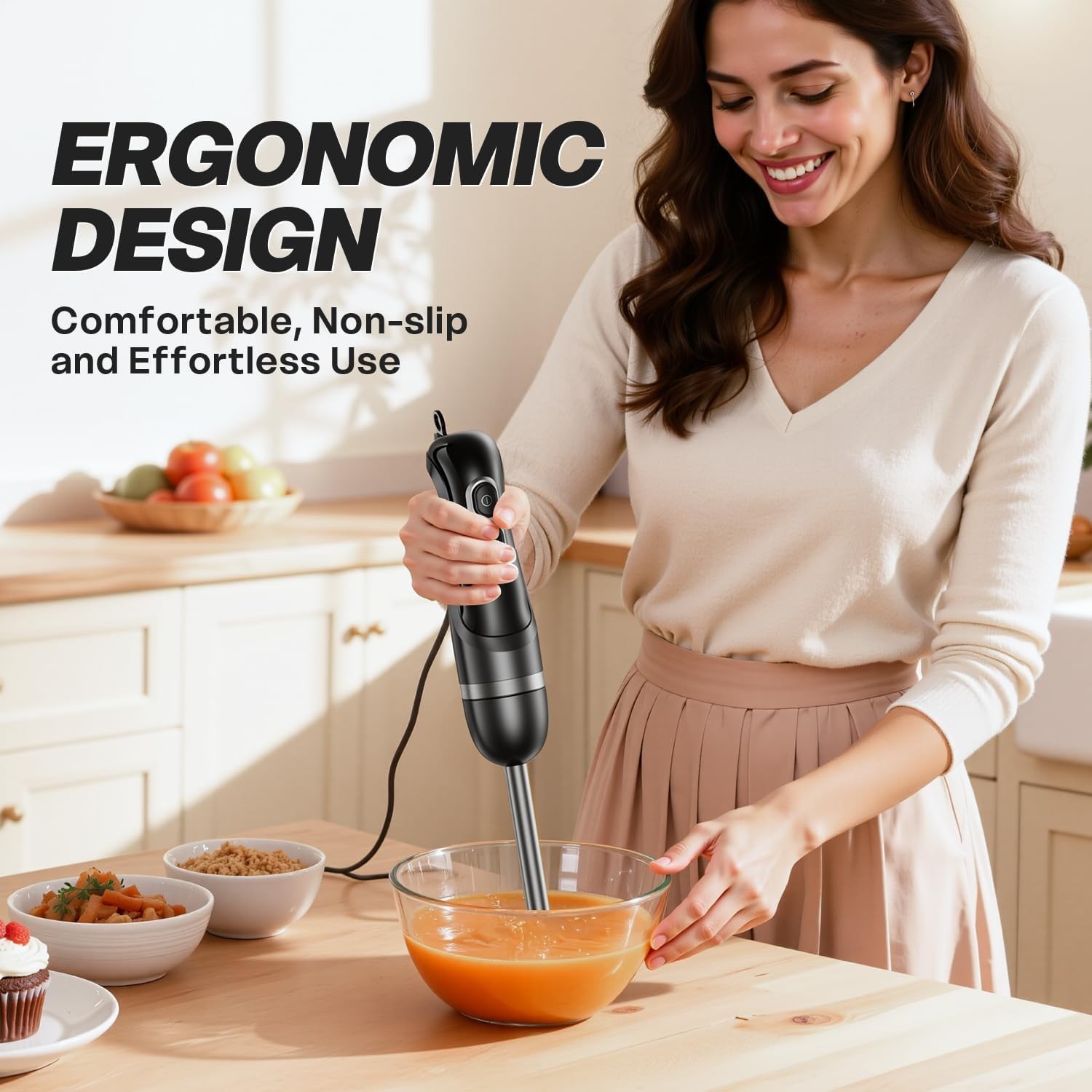 Effortless Corded Electric Stick Mixer – Food-Grade Stainless Steel Hand Blender