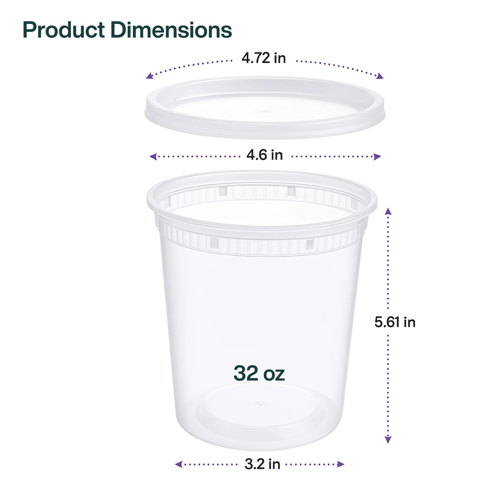 ProTakeOut, [32 oz] Heavy-Duty PP Deli Containers with Lids – 240 Sets (24/20)