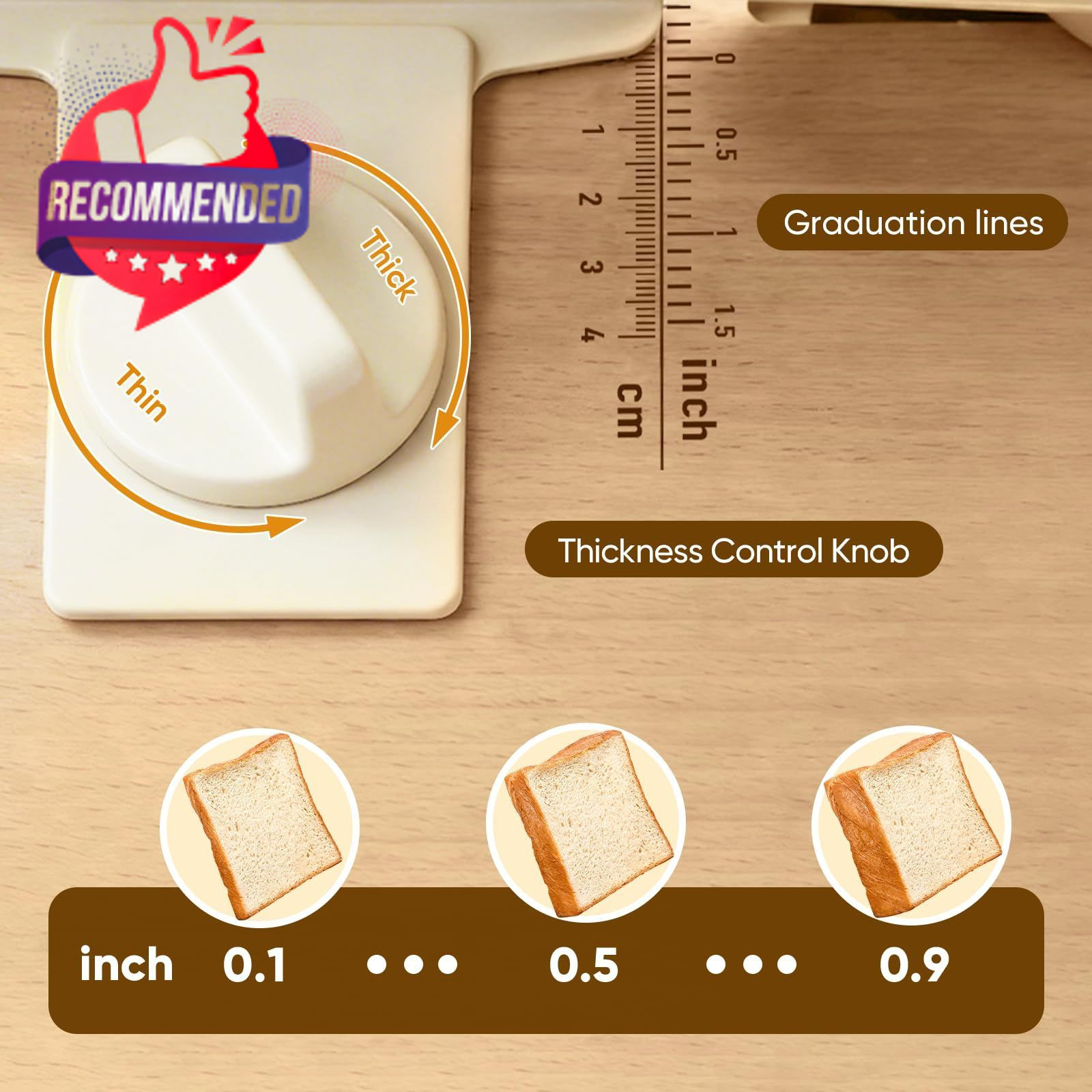 Brvclon Foldable Manual Bread Slicer with Wooden Board & Foldable…