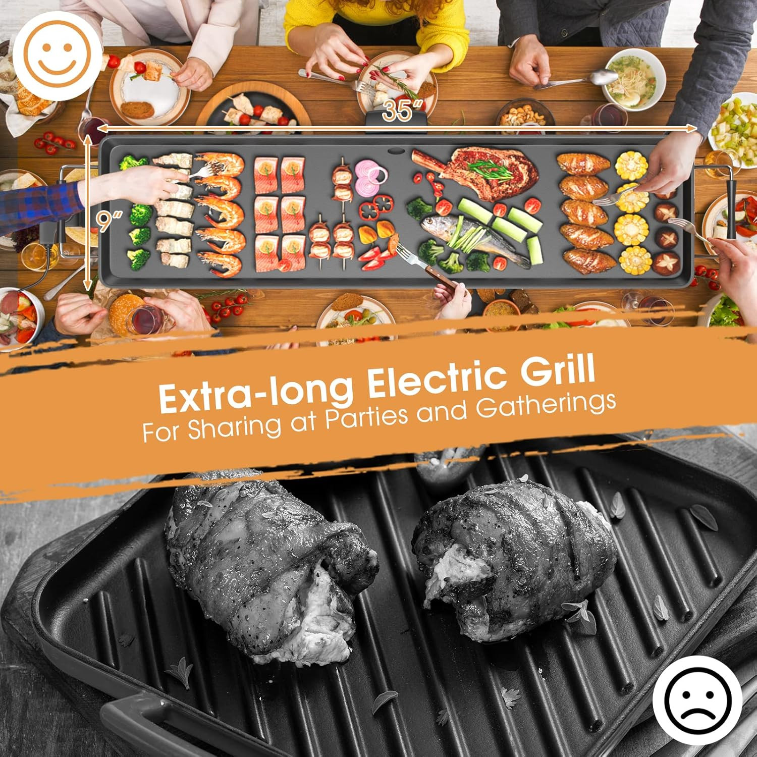 COSTWAY 35″ Electric Griddle Teppanyaki Grill, Nonstick Extra Large Cooking Plat