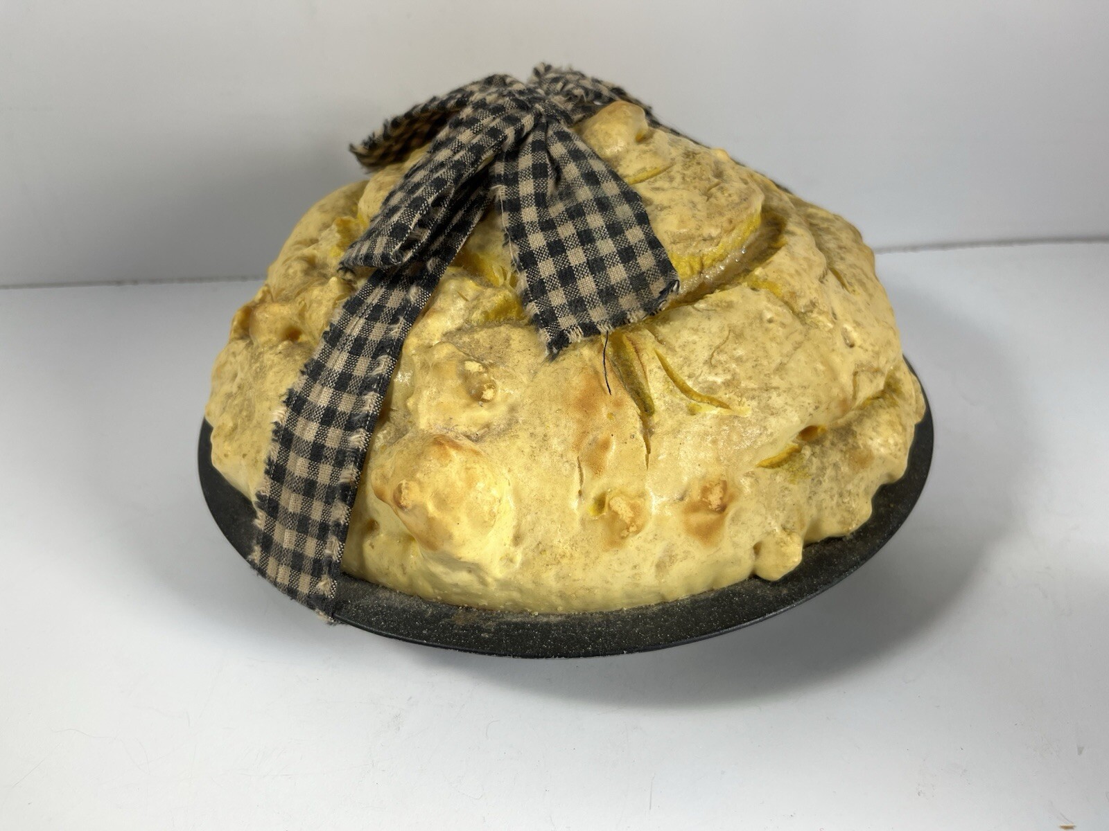 Primitive Farmhouse Handcrafted Faux Bread in Pie Pan
