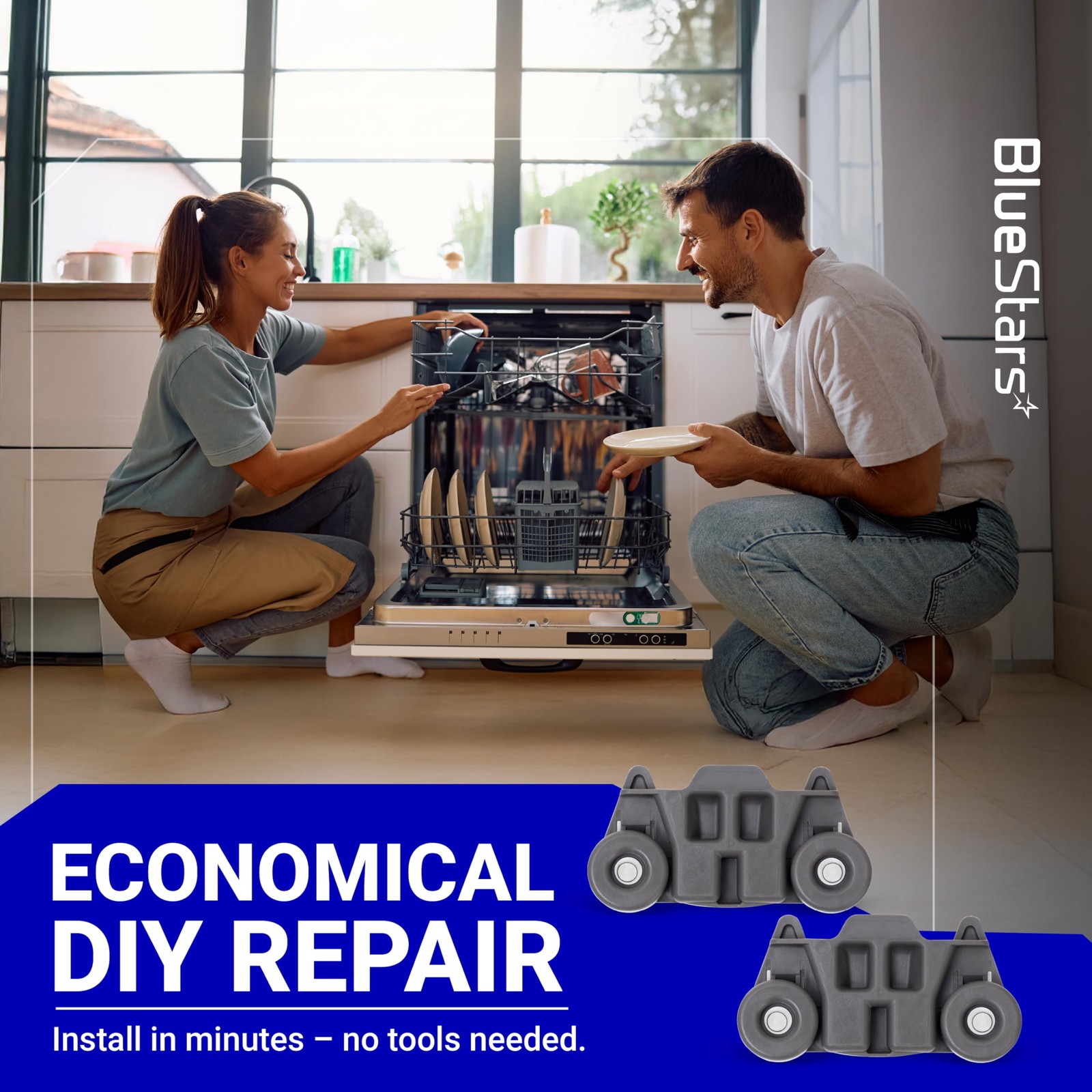 BlueStars W10195416 Dishwasher Lower Dish Rack Wheel with new As Pictured