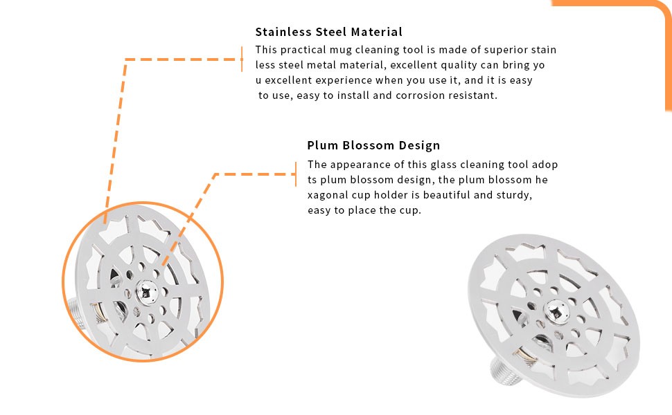 Cup Rinser Faucet Head, Stainless Steel Automatic Cup Washer, Bar Glass Rinser