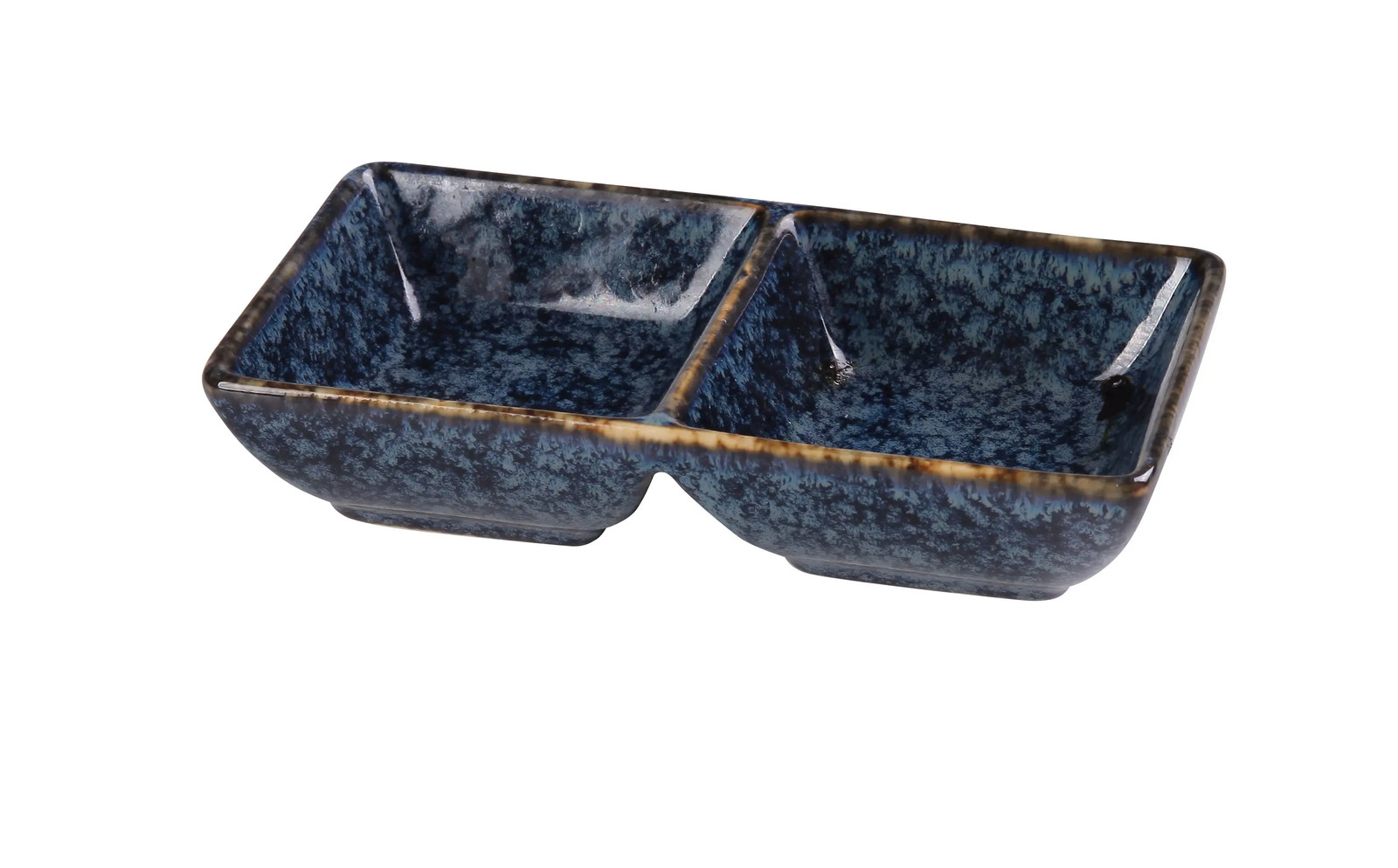 Yanco China BL-4032 Blue Star Glazed Porcelain 3 oz. Double Sauce Dish – 4 Doz