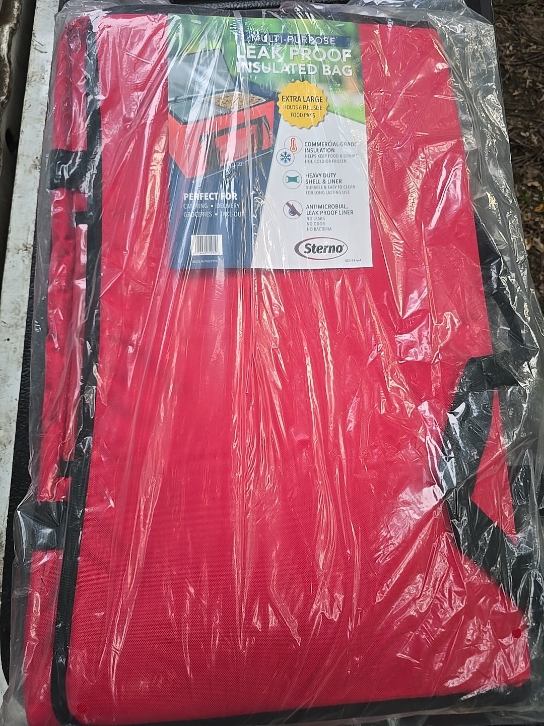 Sterno Insulated Delivery Bag, Leak Proof Hot Cold Food Transport,Extra Large
