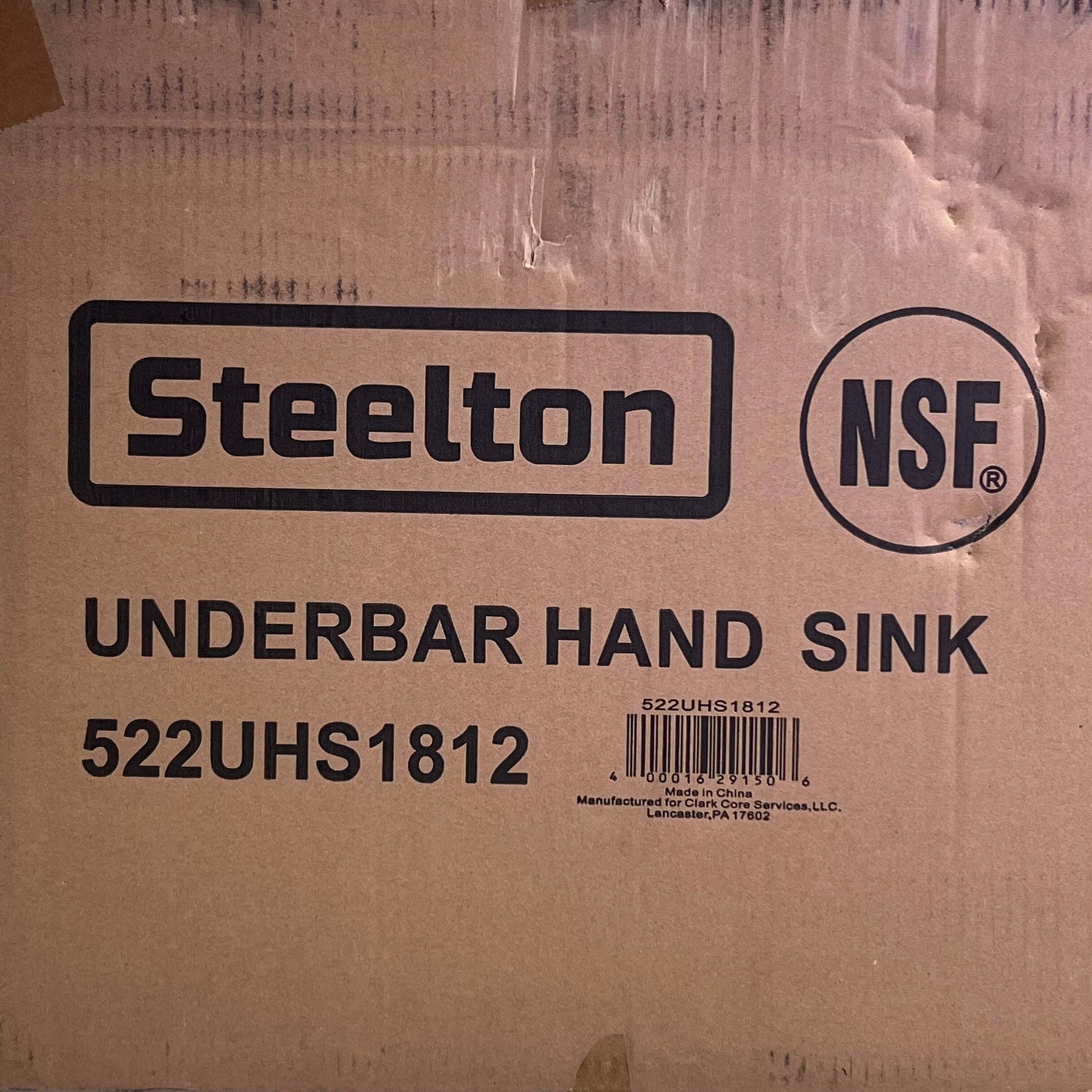 STEELTON 1 Bowl Underbar Hand Sink Sz 12″W x 18″L 522UHS1812