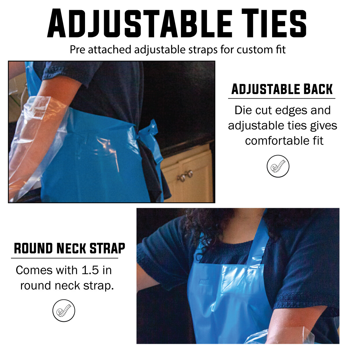 Waterproof TPU Bib Thick Apron, 7.8 Mil, Oil & Water Resistant