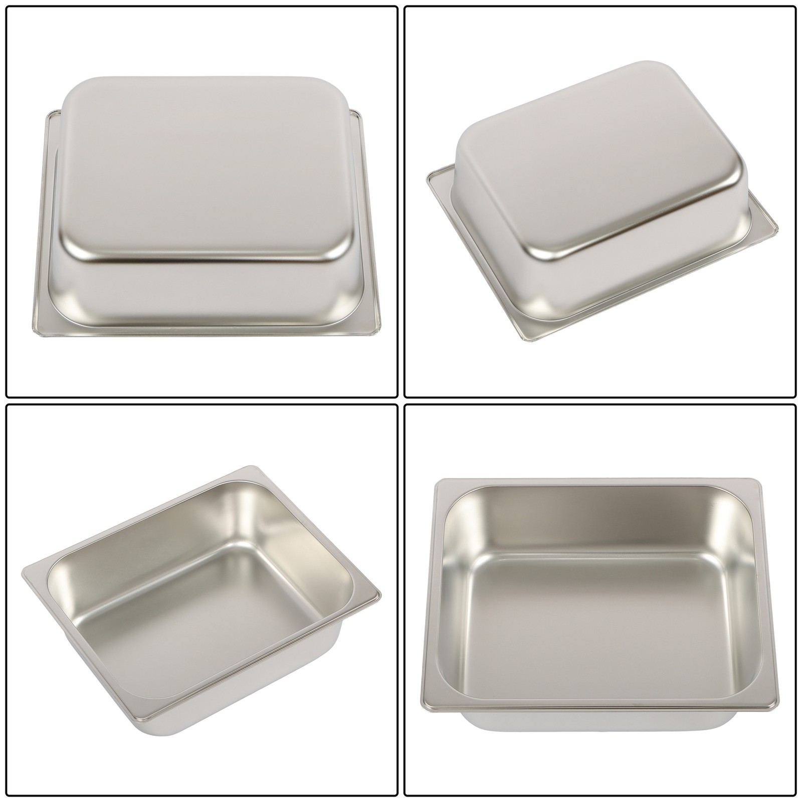 8 Pack 1/2 Size Hotel Pans Steam Table Pan 4″ Deep Stainless Steel with Lid