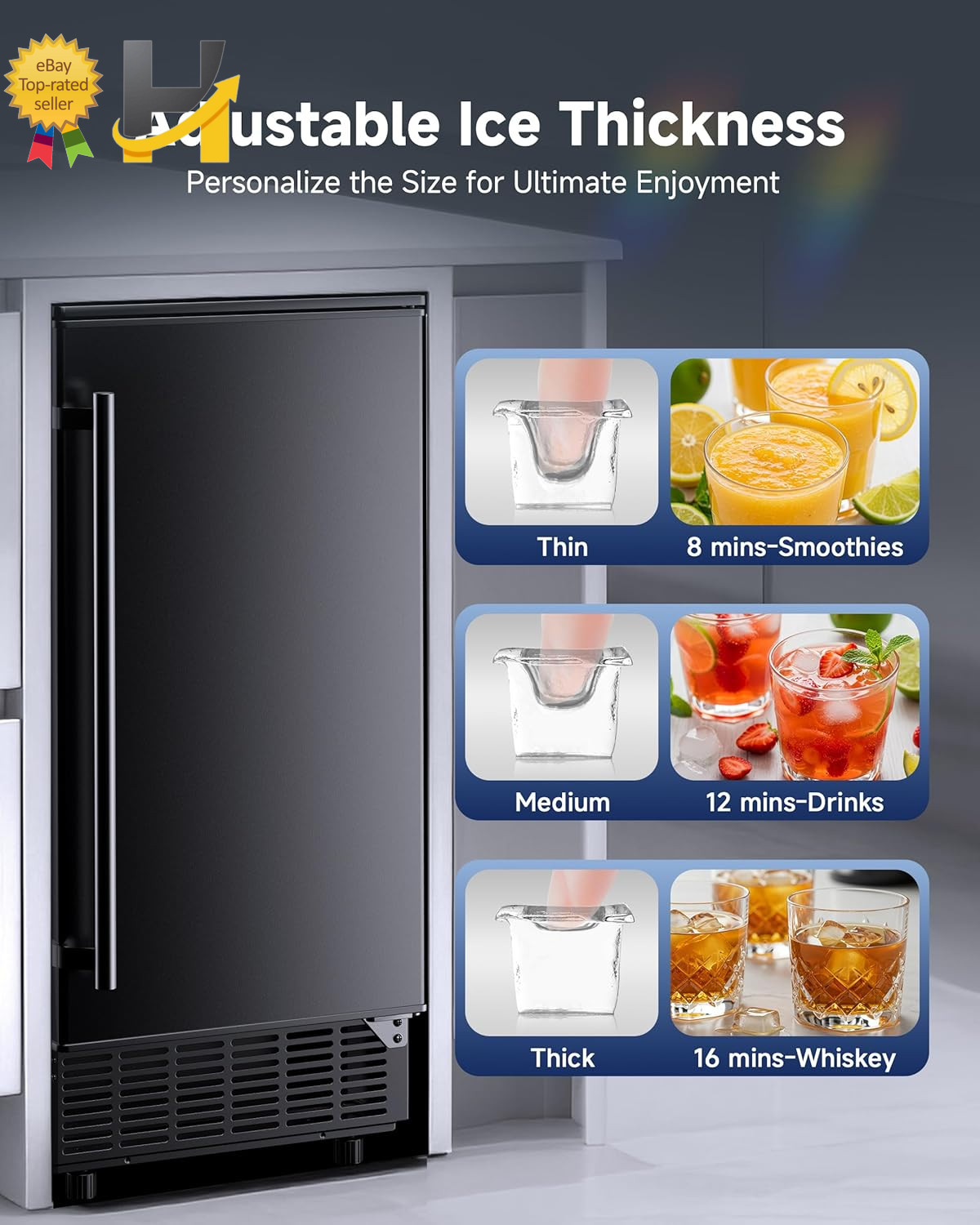 Commercial under Counter Ice Maker with Drain Pump 80 Lbs Ice Daily FREE SHIP US