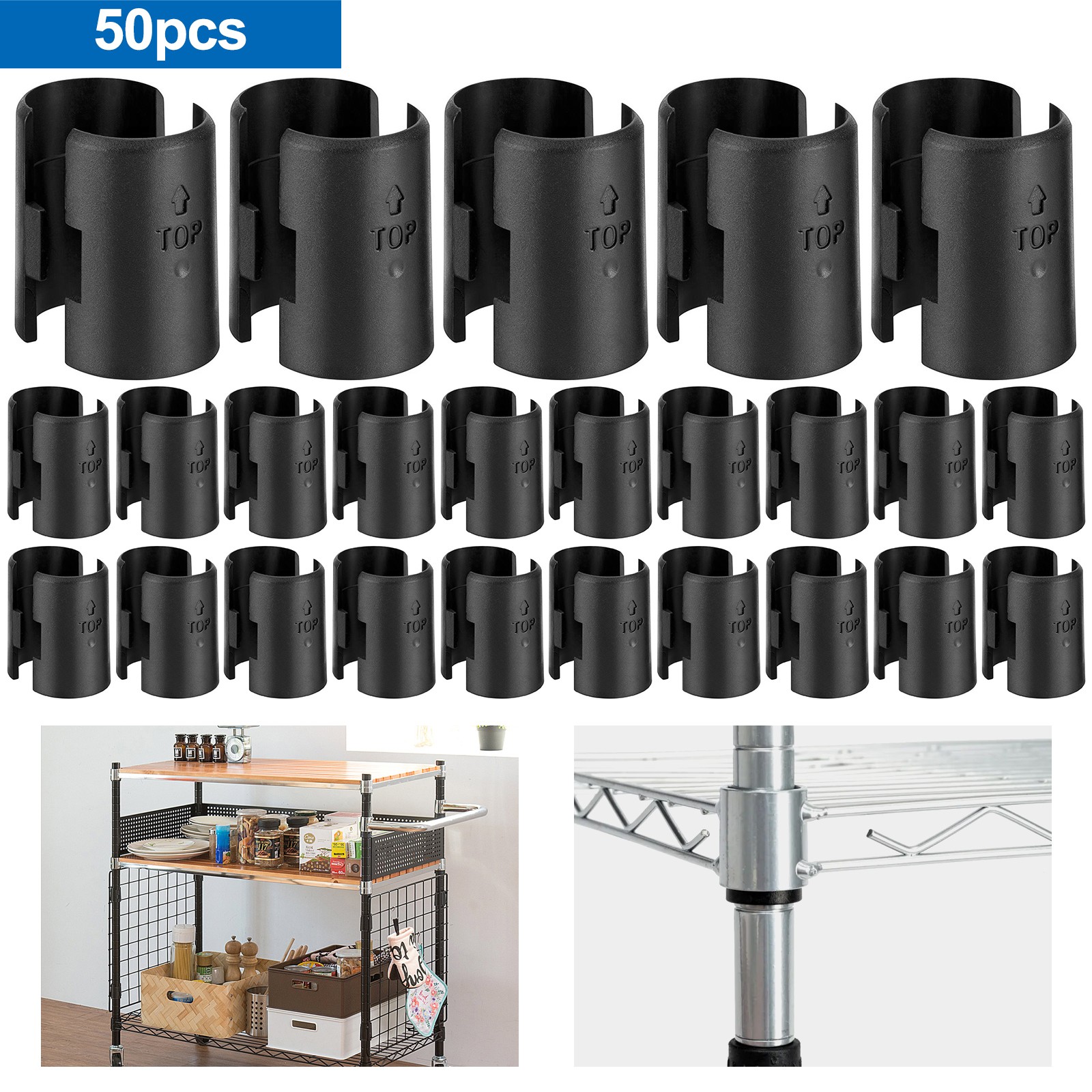 50PCS Wire Shelf Lock Clips for 1″ Post Metal Shelving Sleeve Replacement Parts