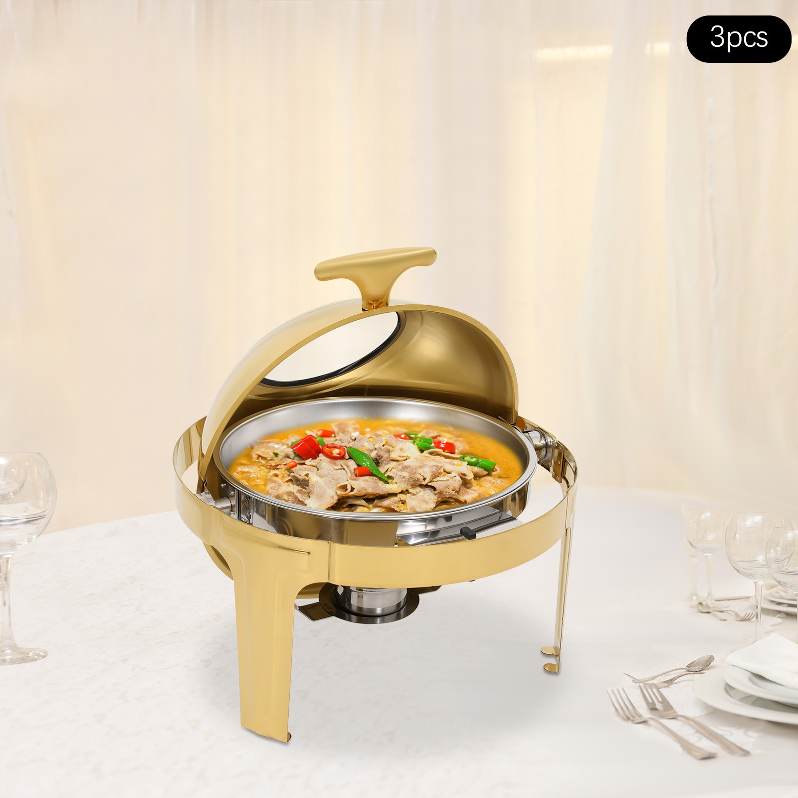 3Pcs Chafing Dish Buffet Set Stainless Steel Buffet Warmer Chafers &Warmers Sets