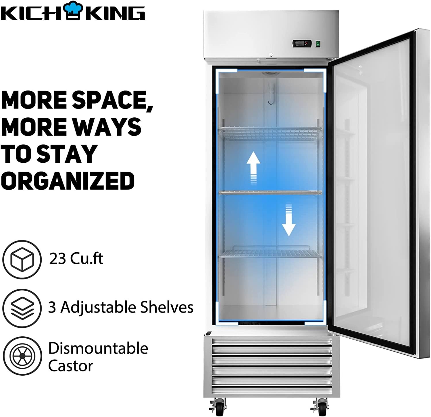NEW Commercial Merchandiser Reach In Stainless Steel Freezer 1 Door 23 Cu.Ft